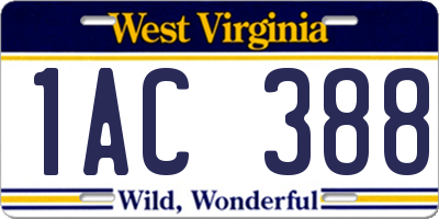 WV license plate 1AC388