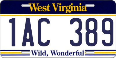 WV license plate 1AC389