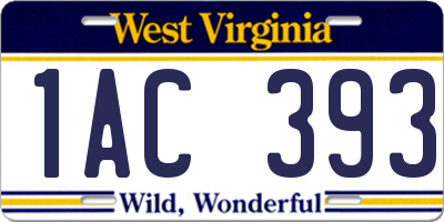 WV license plate 1AC393