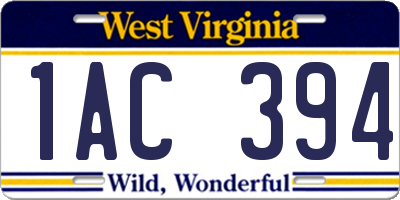 WV license plate 1AC394