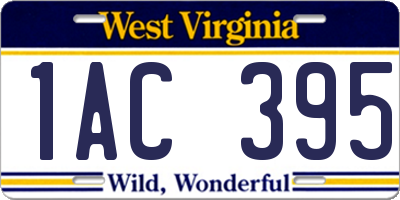 WV license plate 1AC395