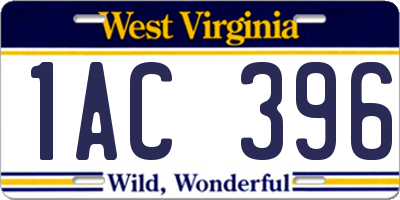 WV license plate 1AC396