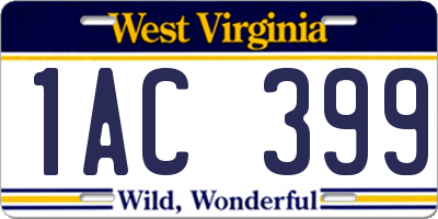 WV license plate 1AC399