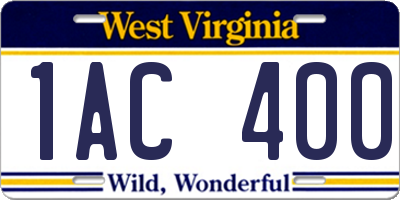 WV license plate 1AC400