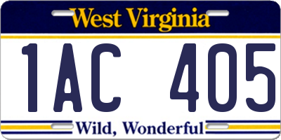 WV license plate 1AC405