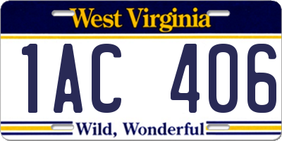 WV license plate 1AC406