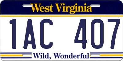 WV license plate 1AC407