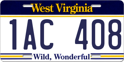 WV license plate 1AC408