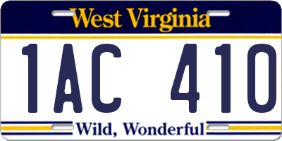 WV license plate 1AC410
