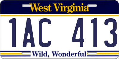 WV license plate 1AC413