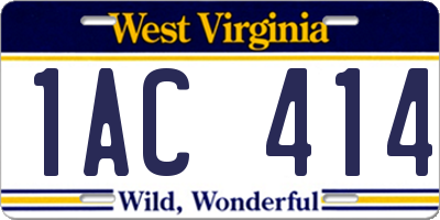 WV license plate 1AC414