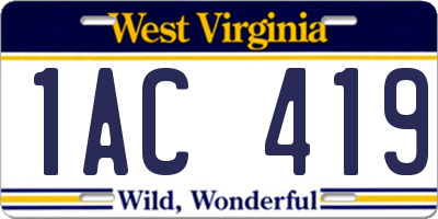 WV license plate 1AC419