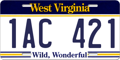 WV license plate 1AC421