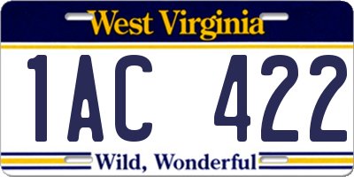 WV license plate 1AC422