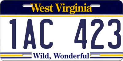 WV license plate 1AC423