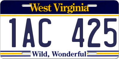 WV license plate 1AC425