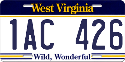 WV license plate 1AC426