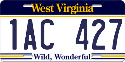 WV license plate 1AC427