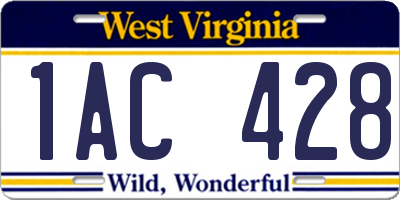 WV license plate 1AC428