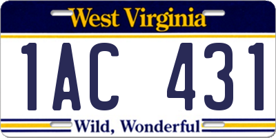 WV license plate 1AC431
