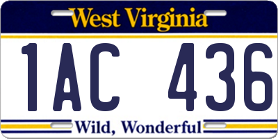 WV license plate 1AC436