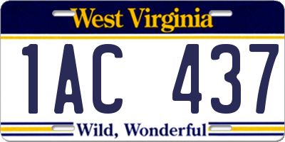 WV license plate 1AC437