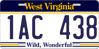 WV license plate 1AC438