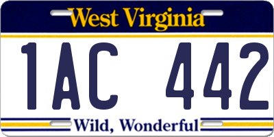 WV license plate 1AC442