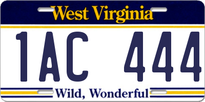 WV license plate 1AC444