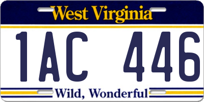 WV license plate 1AC446