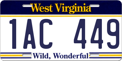 WV license plate 1AC449