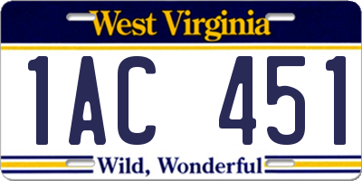 WV license plate 1AC451