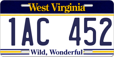 WV license plate 1AC452