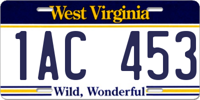 WV license plate 1AC453