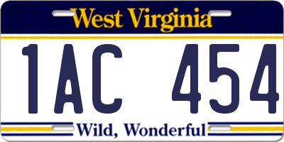 WV license plate 1AC454