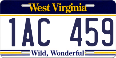 WV license plate 1AC459