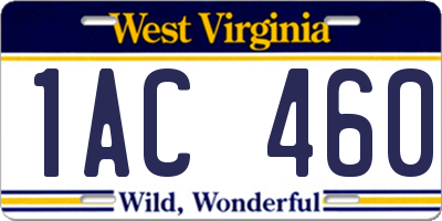 WV license plate 1AC460