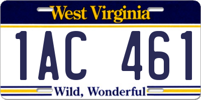 WV license plate 1AC461