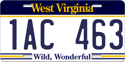 WV license plate 1AC463