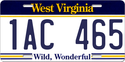 WV license plate 1AC465