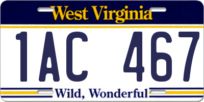 WV license plate 1AC467