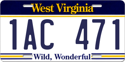 WV license plate 1AC471