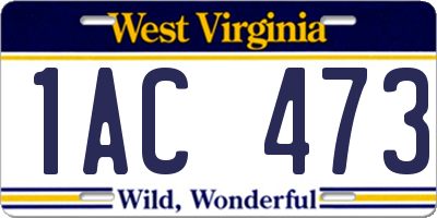 WV license plate 1AC473