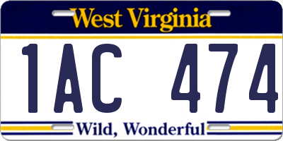 WV license plate 1AC474