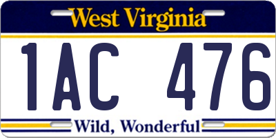WV license plate 1AC476