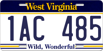 WV license plate 1AC485