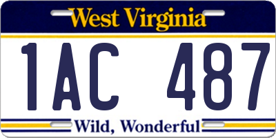 WV license plate 1AC487