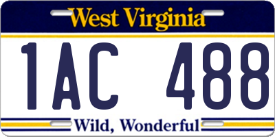 WV license plate 1AC488