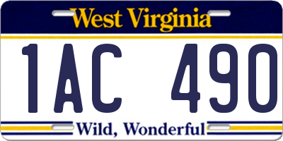 WV license plate 1AC490