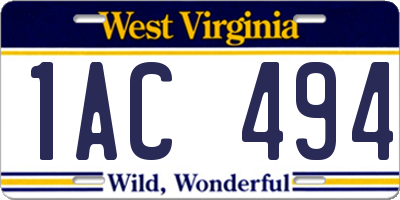 WV license plate 1AC494